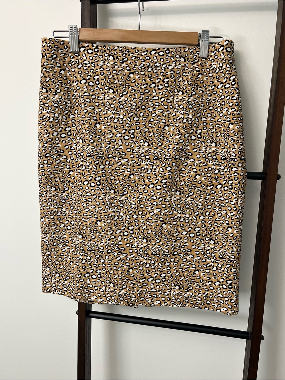 J. Crew Leopard Print Pencil Skirt in Tan, Black & Cream